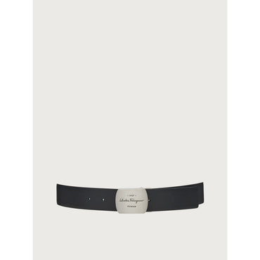 Reversible And Adjustable Belt - Calfskin - Black/Navy Blue