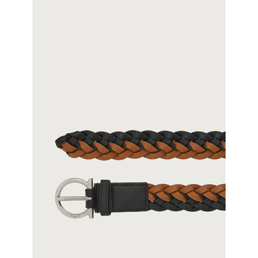 Gancini Belt - Calfskin - Black/Tan