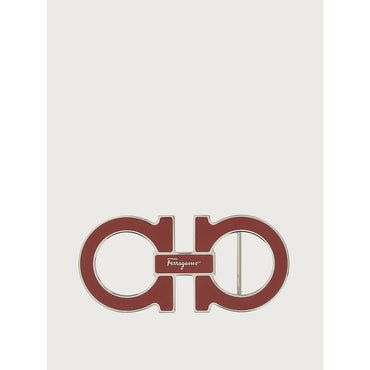 Gancini Buckle With Resin Insert - Palladium Metal With Resin Insert - Palladium/Ferragamo Red