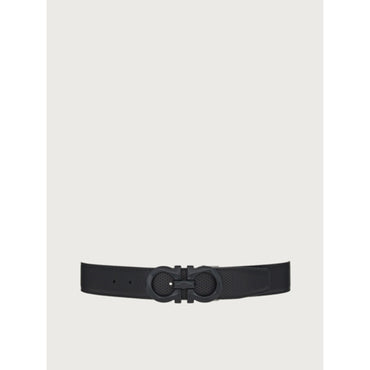 Reversible And Adjustable Gancini Belt - Men - Black/Navy Blue