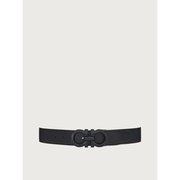 Reversible And Adjustable Gancini Belt - Men - Black/Navy Blue