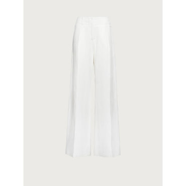 Wide Silk And Linen Trousers - White