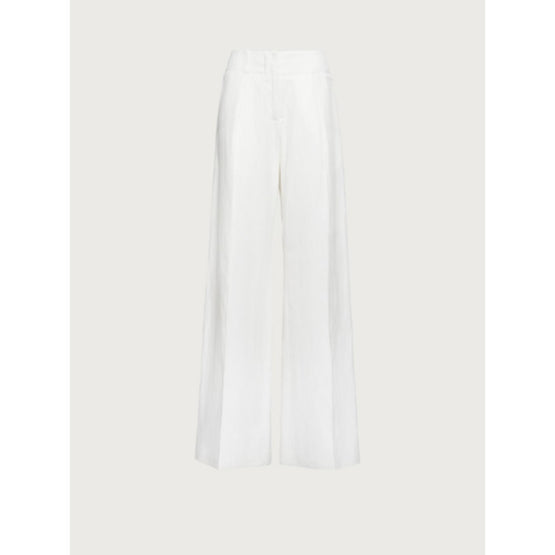 Wide Silk And Linen Trousers - White