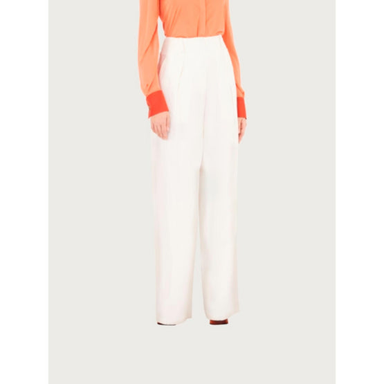 Wide Silk And Linen Trousers - White