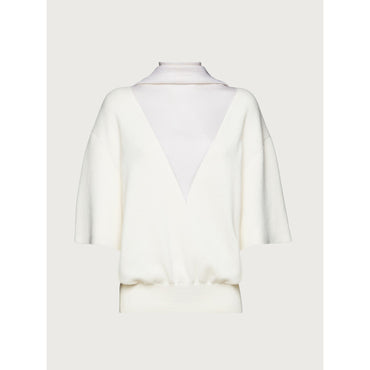 Sweater With Inlay - Ladies - White