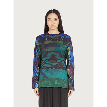 Hand-Printed Silk Shirt - Ladies - Plum