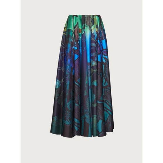 Hand-Printed Silk Skirt - Plum