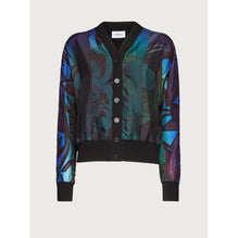 Silk Insert Knitted Cardigan - Ladies - Black