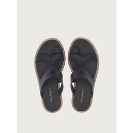 Thong Sandals with Chain Detail - Black