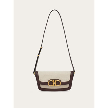 Trapezio Crossbody Bag (S) - Natural/Ganache Brown