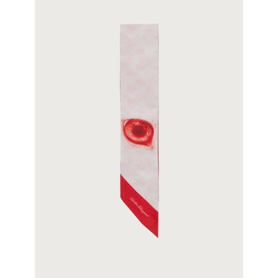 Eye Print Twilly Band - White/Lipstick Red