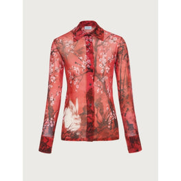 Rabbit Print Silk Shirt - Red