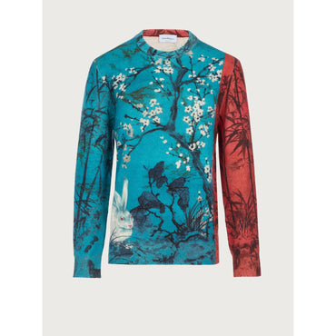 Crew Neck Rabbit Sweater - Men - Multicolor