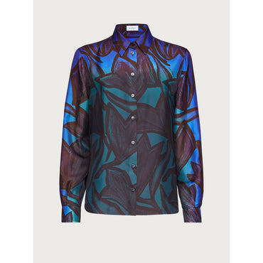 Tulipani Print Silk Shirt - Ladies - Plum