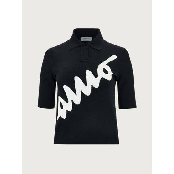 Inlay Knitted Polo - Black/White