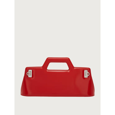 Wanda East-West Top Handle - Brushed Calfskin - Flame Red