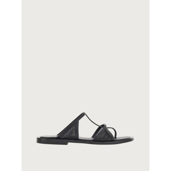 Thong Sandals with Square Toe - Black