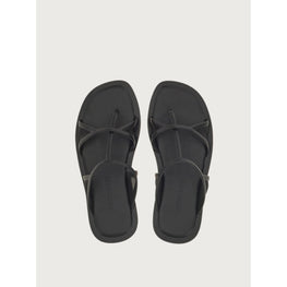 Thong Sandals with Square Toe - Black