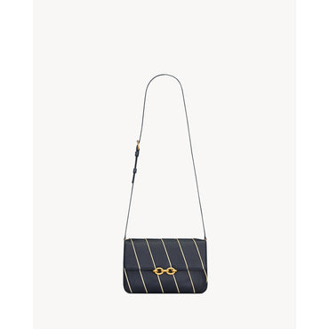 YSL BO LE MAILL SATC AGNEAU PL - DEEP MARINE/PLAT.OR