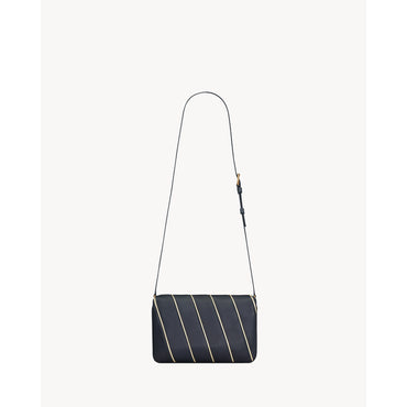 YSL BO LE MAILL SATC AGNEAU PL - DEEP MARINE/PLAT.OR