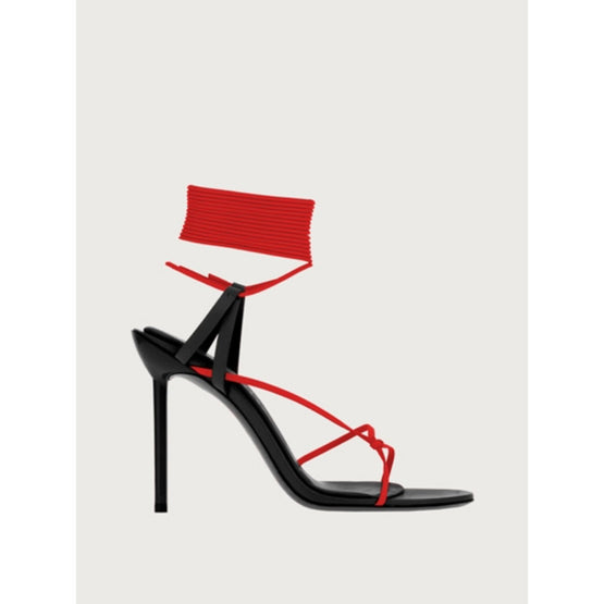 Sandals with Stiletto Heel - Black/Flame Red