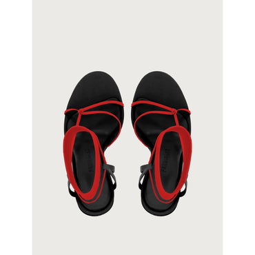 Sandal With Stiletto Heel - Ladies - Black/Flame Red