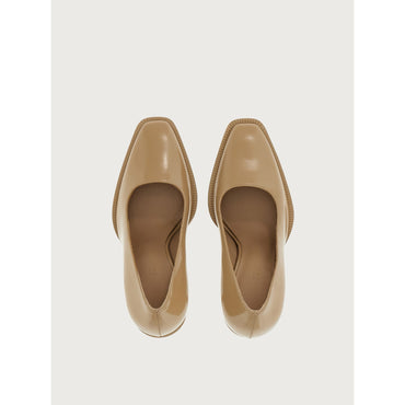 Pump With Shaped Heel - Calfskin - Beige
