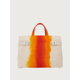 Canvas Tote Bag with Airbrushing - Natural/Orange