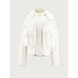 Oversize Blouson with Detachable Hood - White