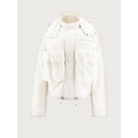 Oversize Blouson with Detachable Hood - White