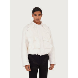 Oversize Blouson with Detachable Hood - White