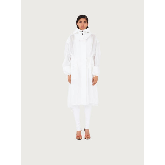 Unlined Organza Trench - Optic White