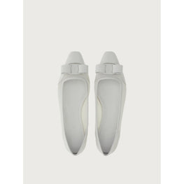 Bi-Material Ballet Flatss with Vara Bow - Optic White