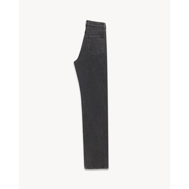 V WAIST MAXI LONG BAGGY JEANS - 90'S FRENCH BLACK