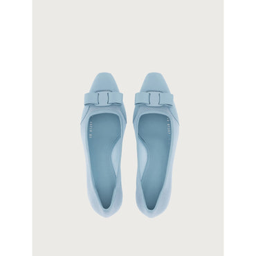 Bi-Material Pumps With Vara Bow - Plongé Nappa And Technical Mesh - Sky Blue
