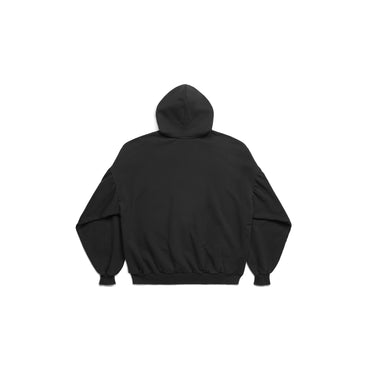 Round Hoodie - Faded Black/White
