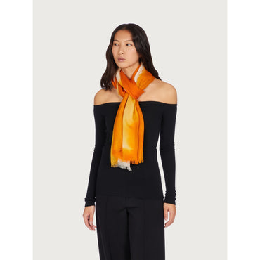 Ombre Print Stole - 100% Cashmere - Orange