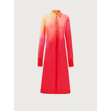 Long Button-Down Shirt Dress - Ladies - Orange/Red