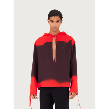 Oversized Sunset Print Kaftan - Men - Red/Aubergine