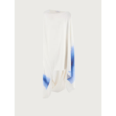 Asymmetric Printed Dress - 100% Viscose - Blue/Indigo