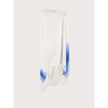 Asymmetric Printed Dress - Ladies - Blue/Indigo