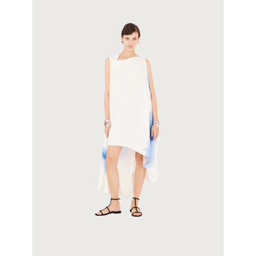 Asymmetric Printed Dress - 100% Viscose - Blue/Indigo