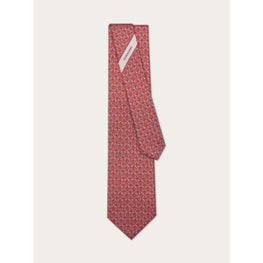 Gancini Print Silk Tie - Red