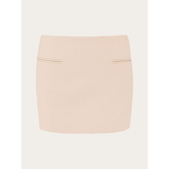 Straight Mini Skirt - Beige