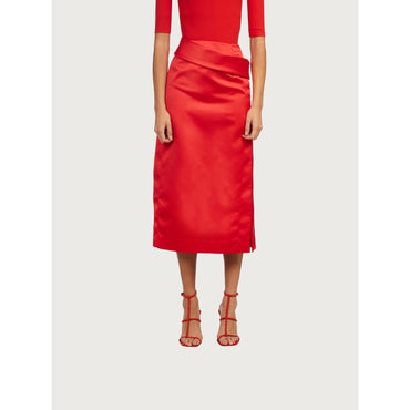 Midi Skirt With Side Slit - Ladies - Red