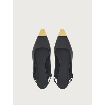 Slingbacks With Metallic Toe - Ladies - Black