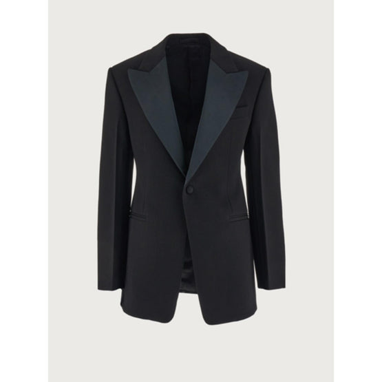 Single Breasted Tuxedo Blazer - Black