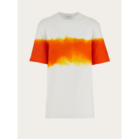 Sunset Print Signature T-Shirt - White/Orange