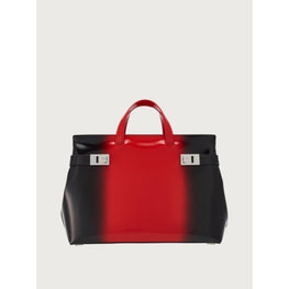 Tote Bag with Gancini Buckles - Flame Red/Black