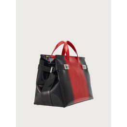 Tote Bag with Gancini Buckles - Flame Red/Black